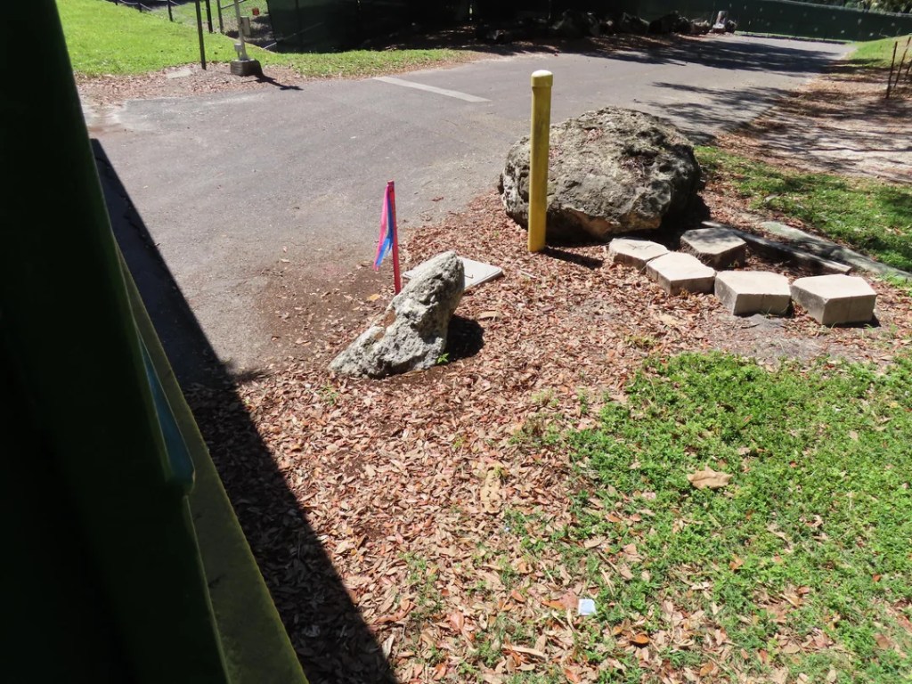 Survey markers near Jungala at Busch Gardens