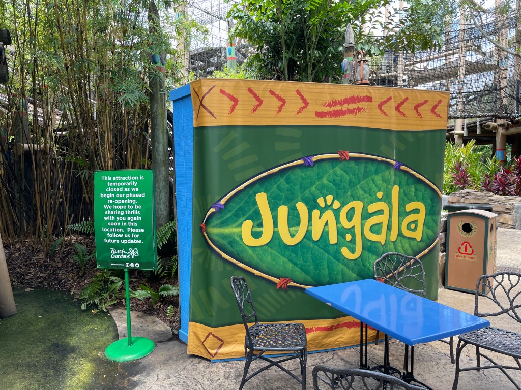 Closed sign in front of Jungala at Busch Gardens