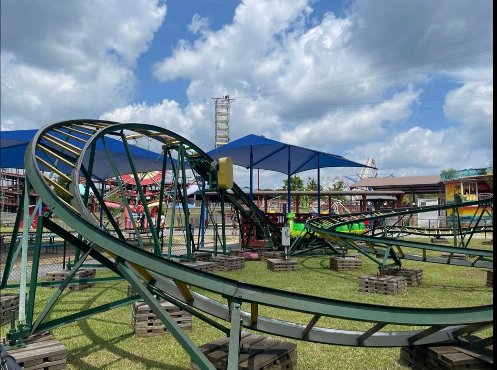 Hurricane coaster at Fun Spot  Atlanta with wood under supports
