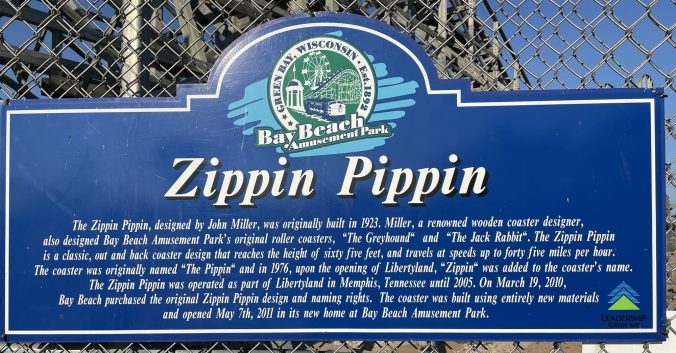 Zippin Pippin Roller coaster sign