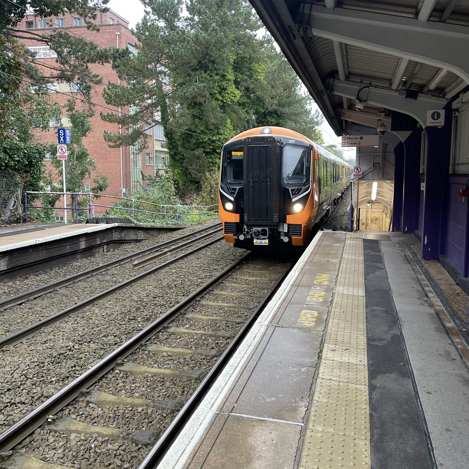 Train arriving at Bournville station