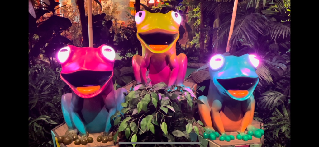 Singing frogs at Treetop Adventure Golf Birmingham
