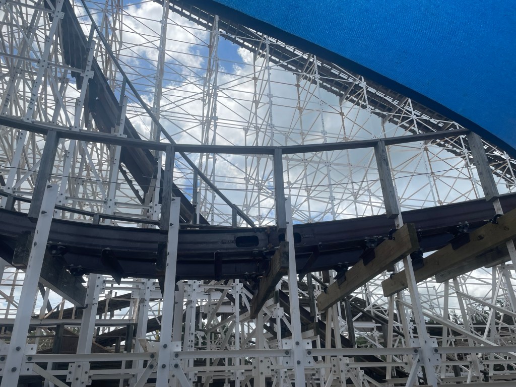 Close-up of roller coaster track