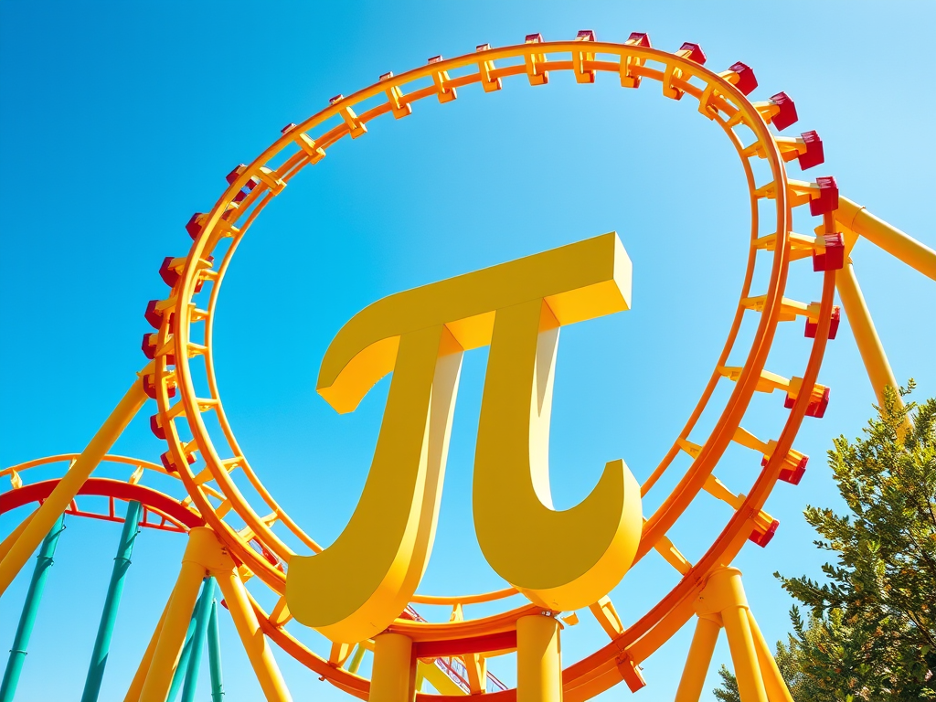 Roller Coaster loop with pi in the middle.