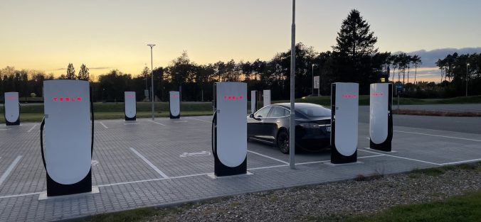 Tesla Supercharger Station at LEGOLAND Billund Denmark
