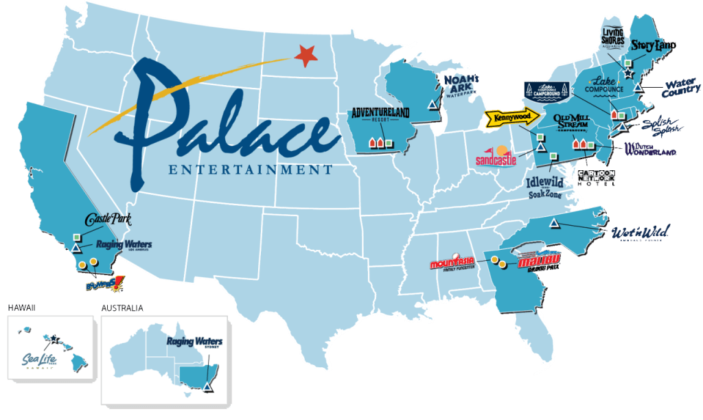 Palace Entertainment locations on map