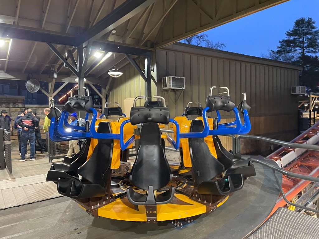 Georgia Gold Rusher roller coaster gondola at Six Flags Over Georgia