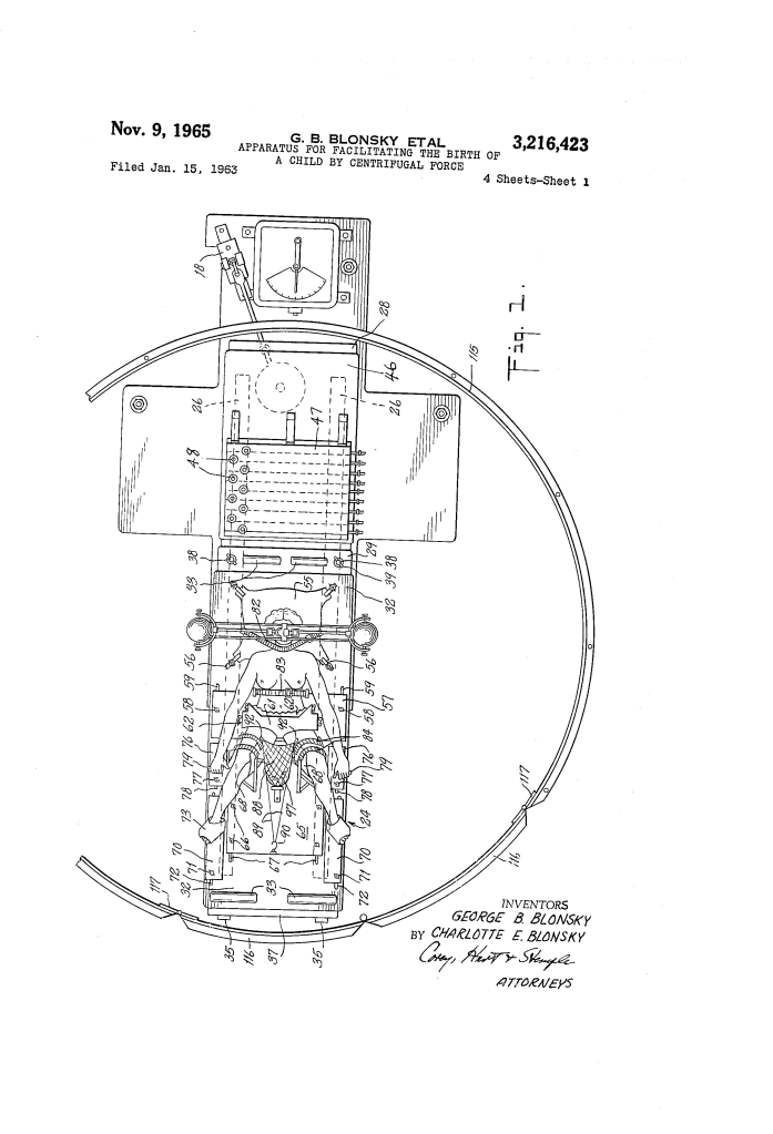 Apparatus for facilitating the birth of a child by centrifugal force patent drawing