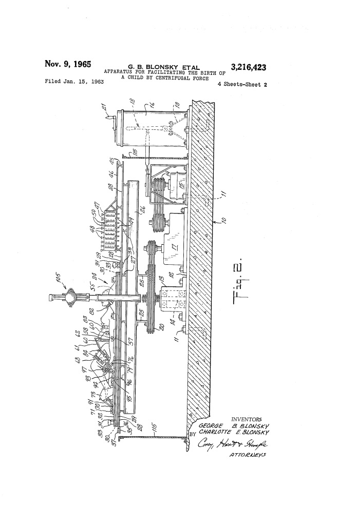Apparatus for facilitating the birth of a child by centrifugal force patent drawing