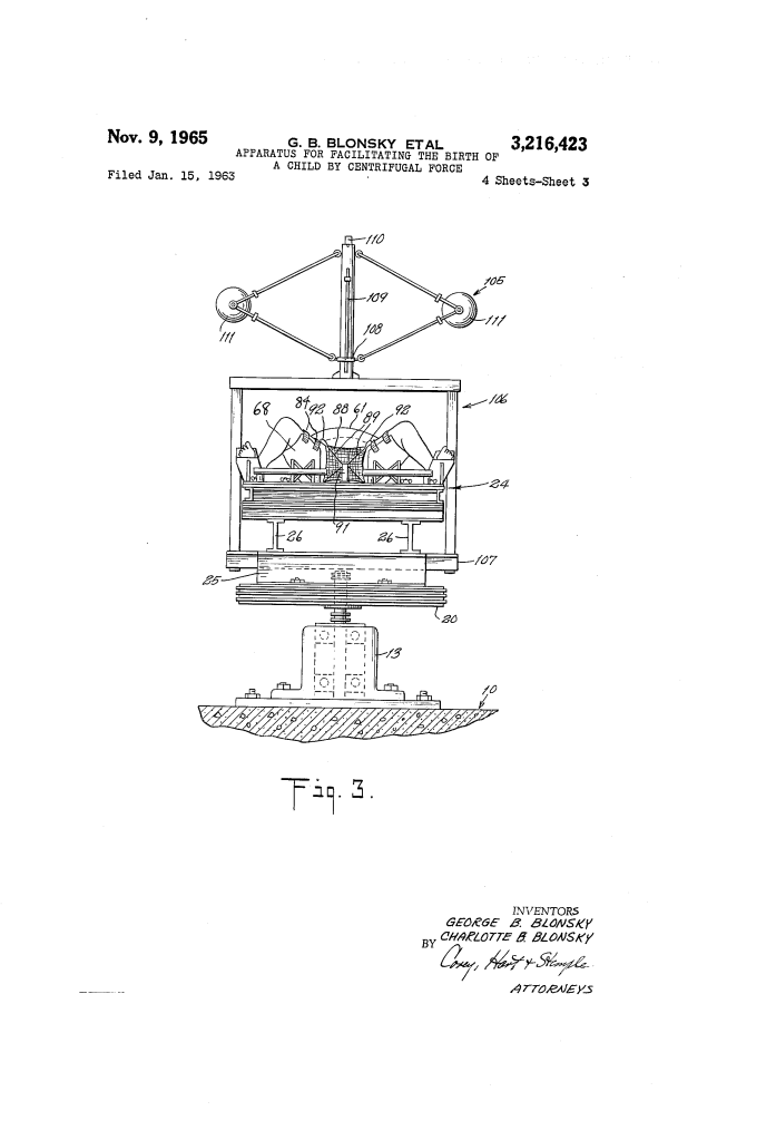 Apparatus for facilitating the birth of a child by centrifugal force patent drawing