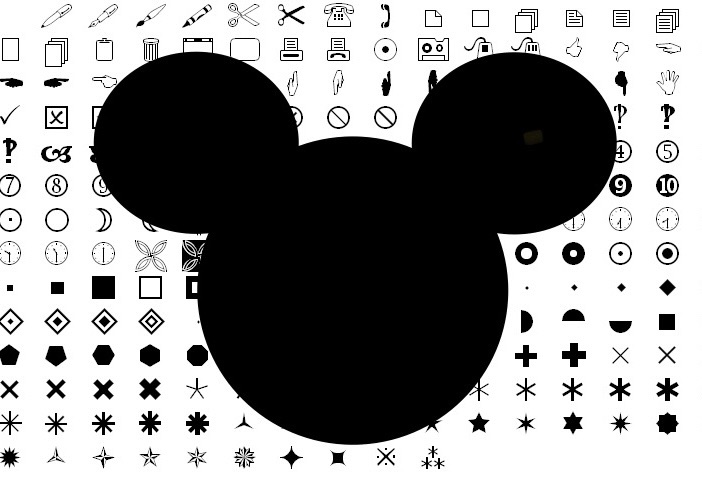Mickey symbol on Windings font
