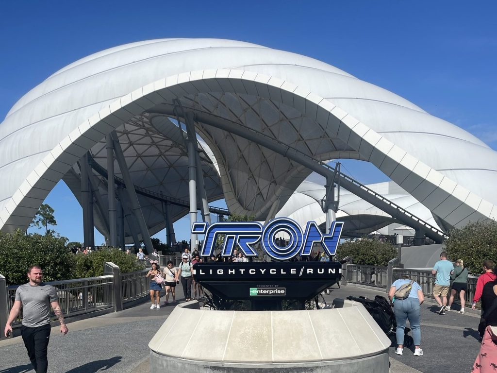 Tron sign at Magic Kingdom Disney
