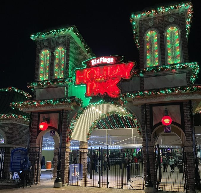 Front entrance at Six Flags Over Georgia Holiday in the Park