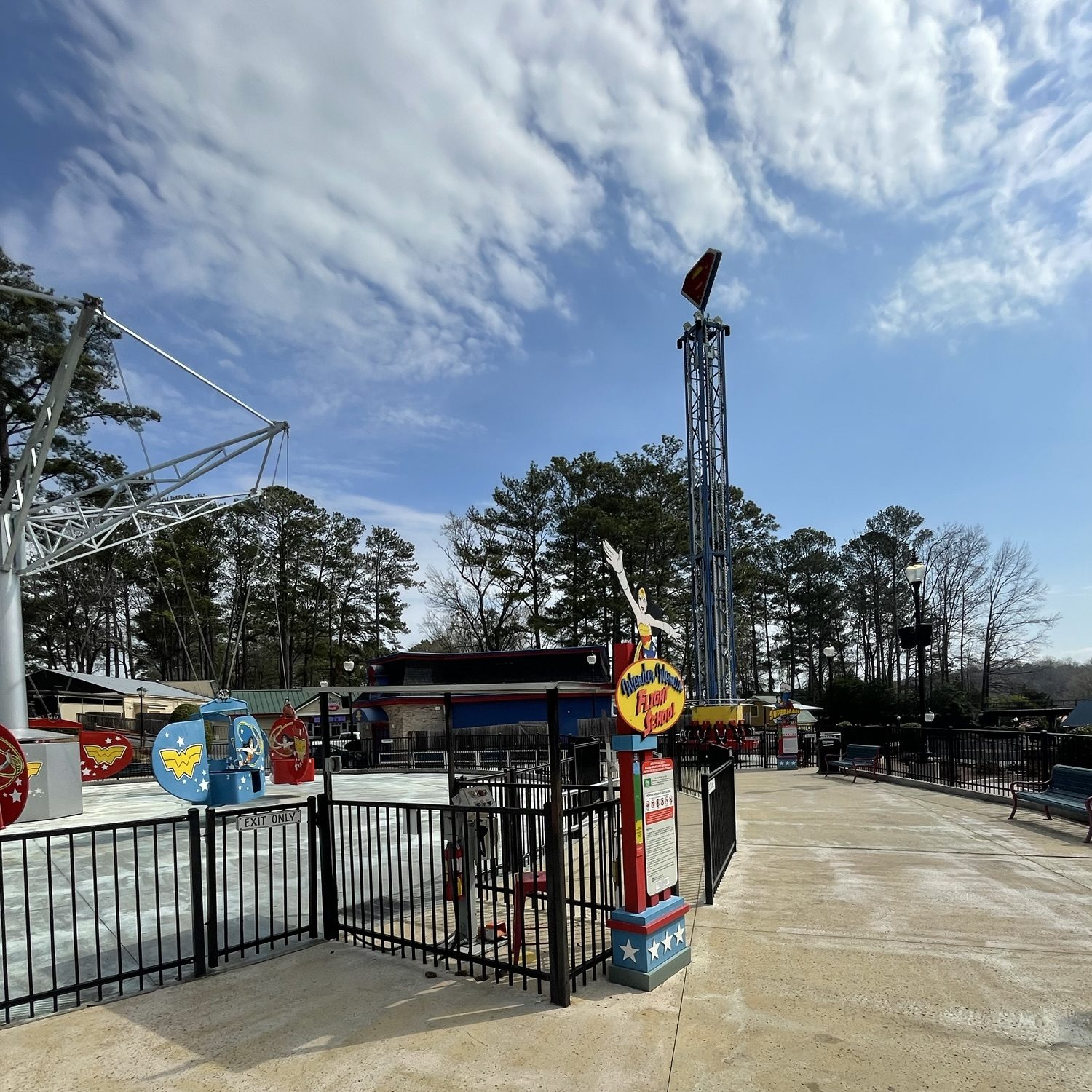 Superman: Tower of Power and Wonder Woman Flight School at Six Flags Over Georgia