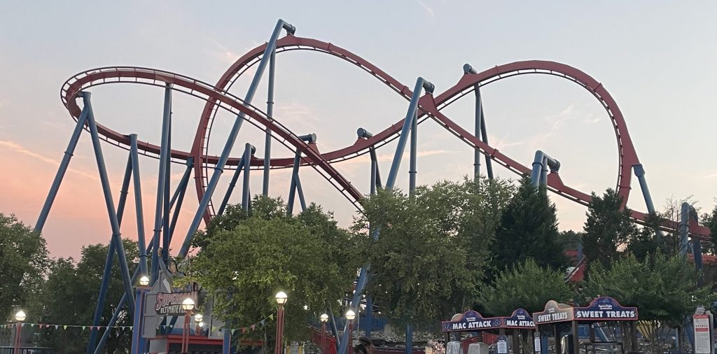 Superman: Ultimate Flight roller coaster at Six Flags Over Georgia