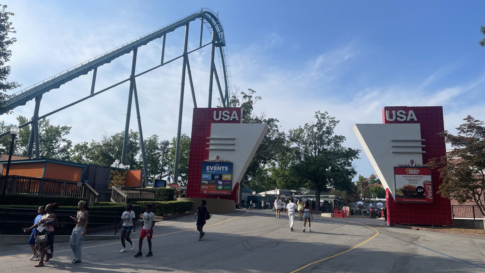 USA Section of Six Flags Over Georgia with Goliath roller coaster