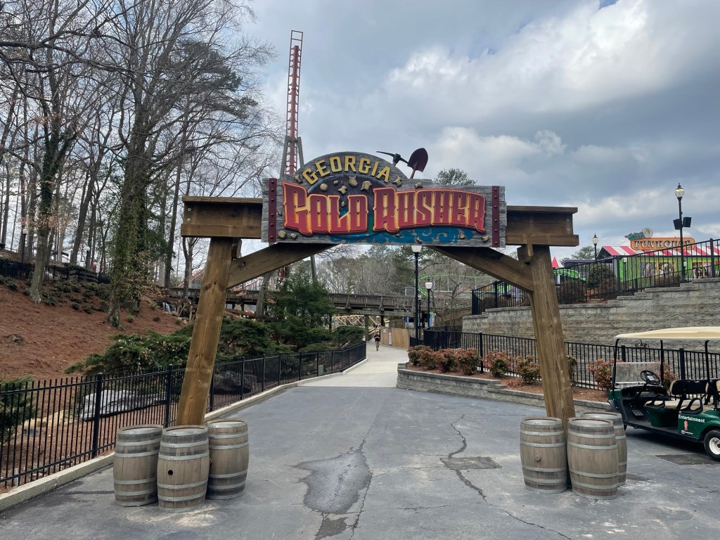 Georgia Gold Rusher at Six Flags Over Georgia sign