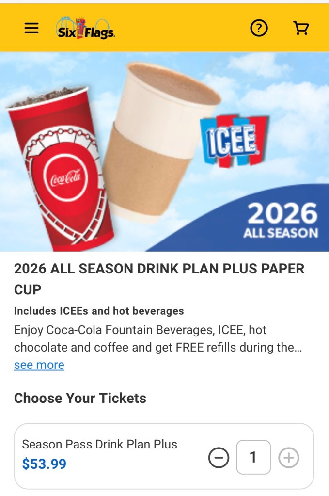 six flags paper cup plus plan