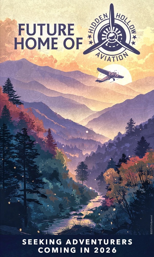 Hidden Hollow Aviation concept art for Dollywood