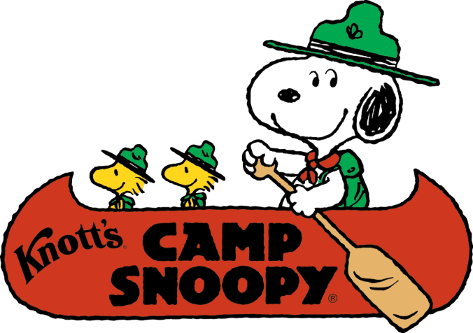 Camp Snoopy with dog in canoe