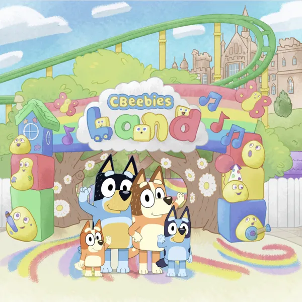 Bluey Coaster Cbeebies land cartoon image