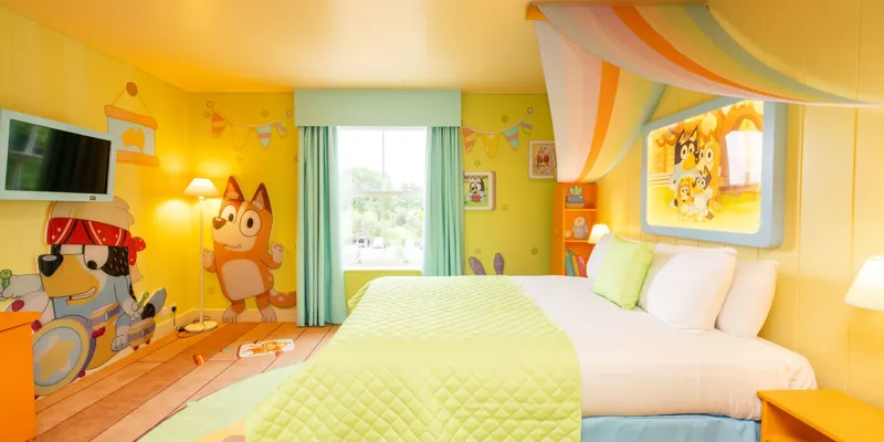 Bluey sleepover room at CBeebies Land Hotel