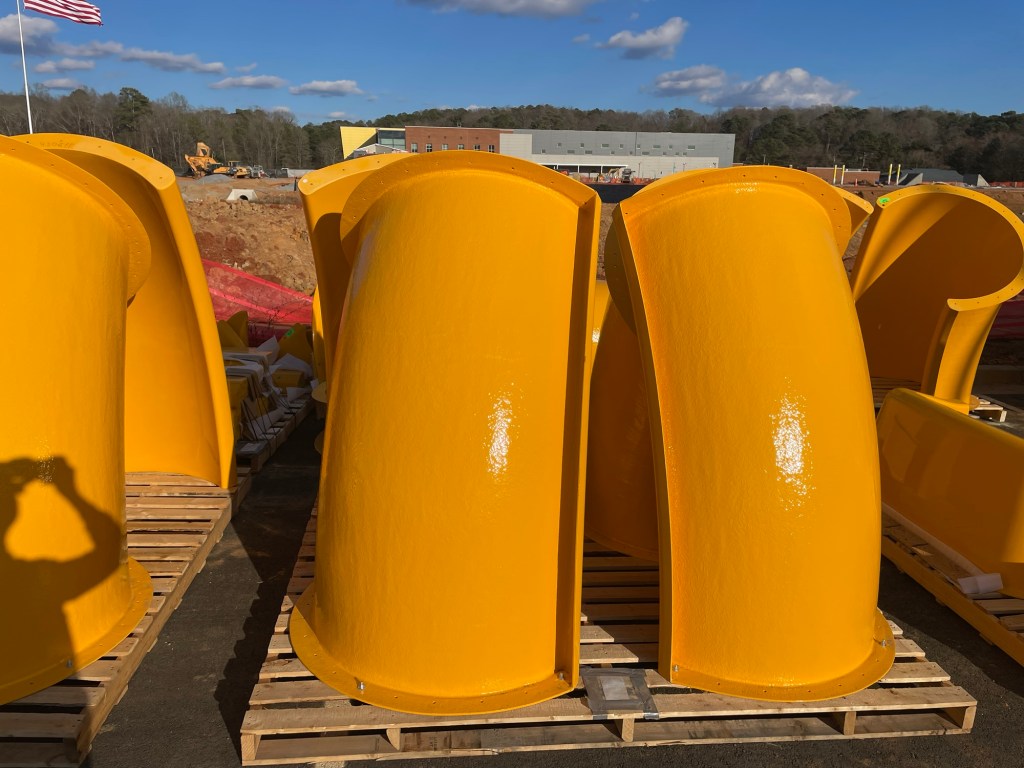 Water Park flumes for the under construction Splashville water park at Hamilton Crossing in Bartow County Cartersville, Georgia