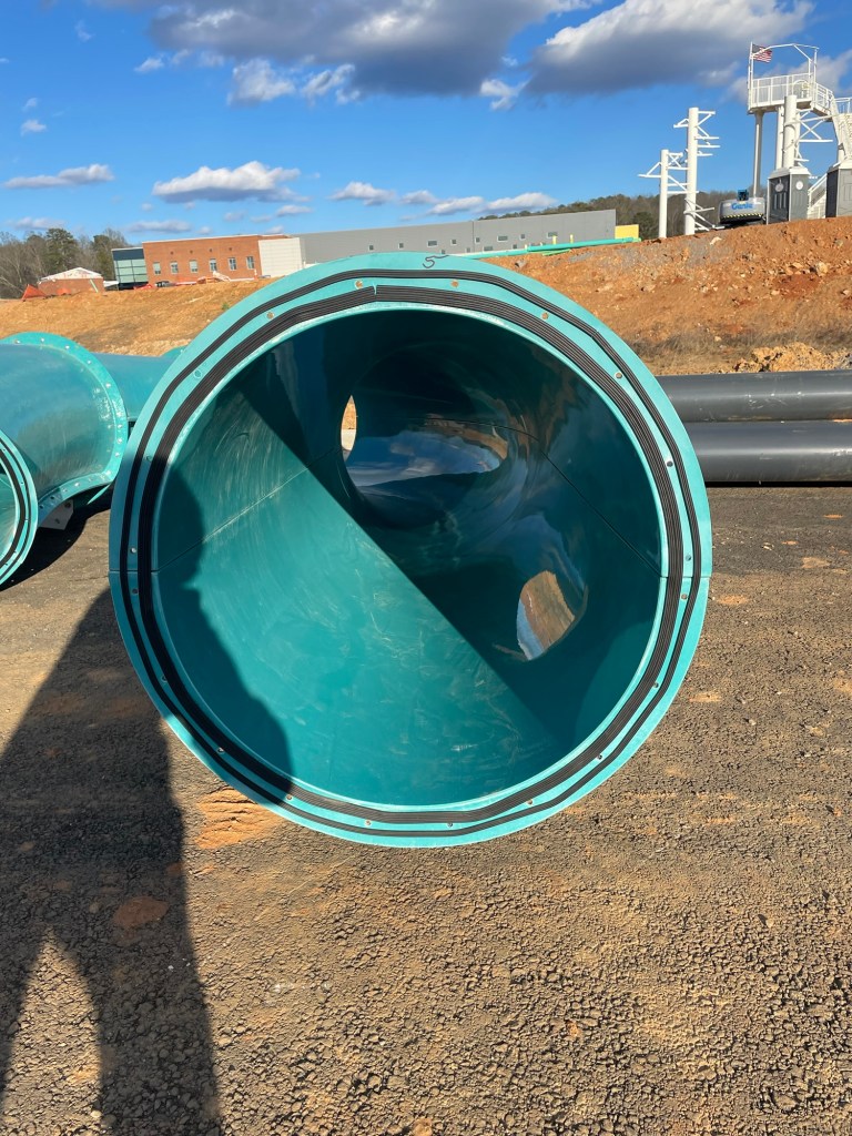 Water Park flumes for the under construction Splashville water park at Hamilton Crossing in Bartow County Cartersville, Georgia