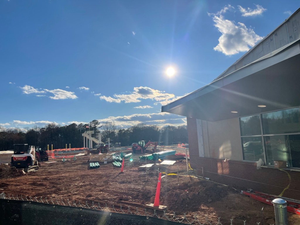 Splashville water park at Hamilton Crossing in Bartow County Cartersville, Georgia under construction Splashville entrance plaza